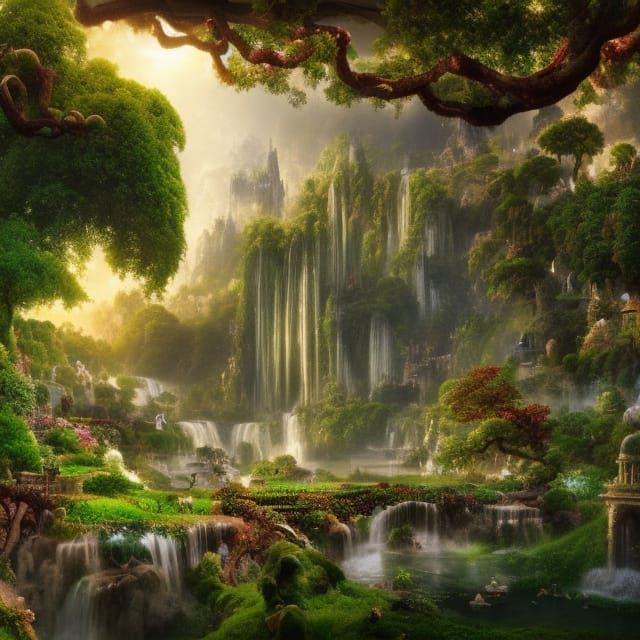 Floating Garden of Eden: Divine Dawn