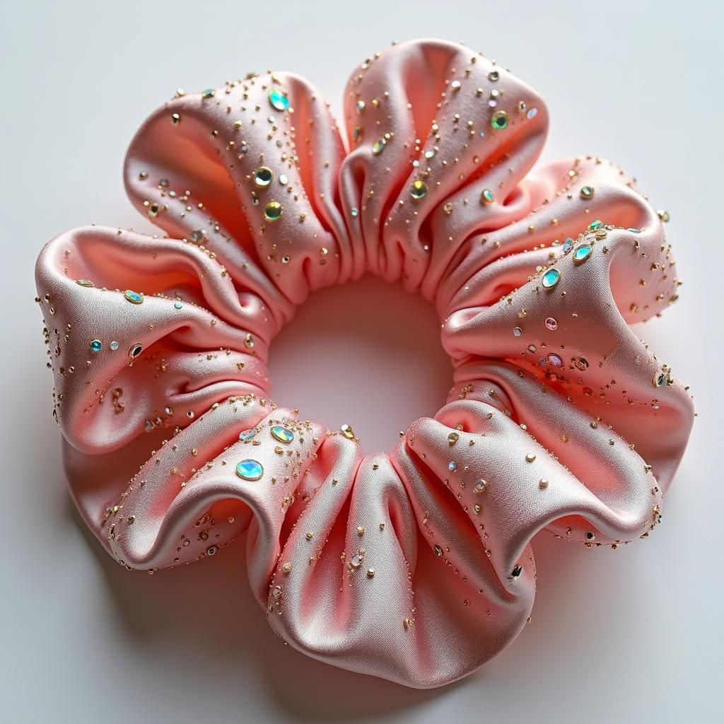 Sparkling Rhinestone Scrunchies in Digital Art Style