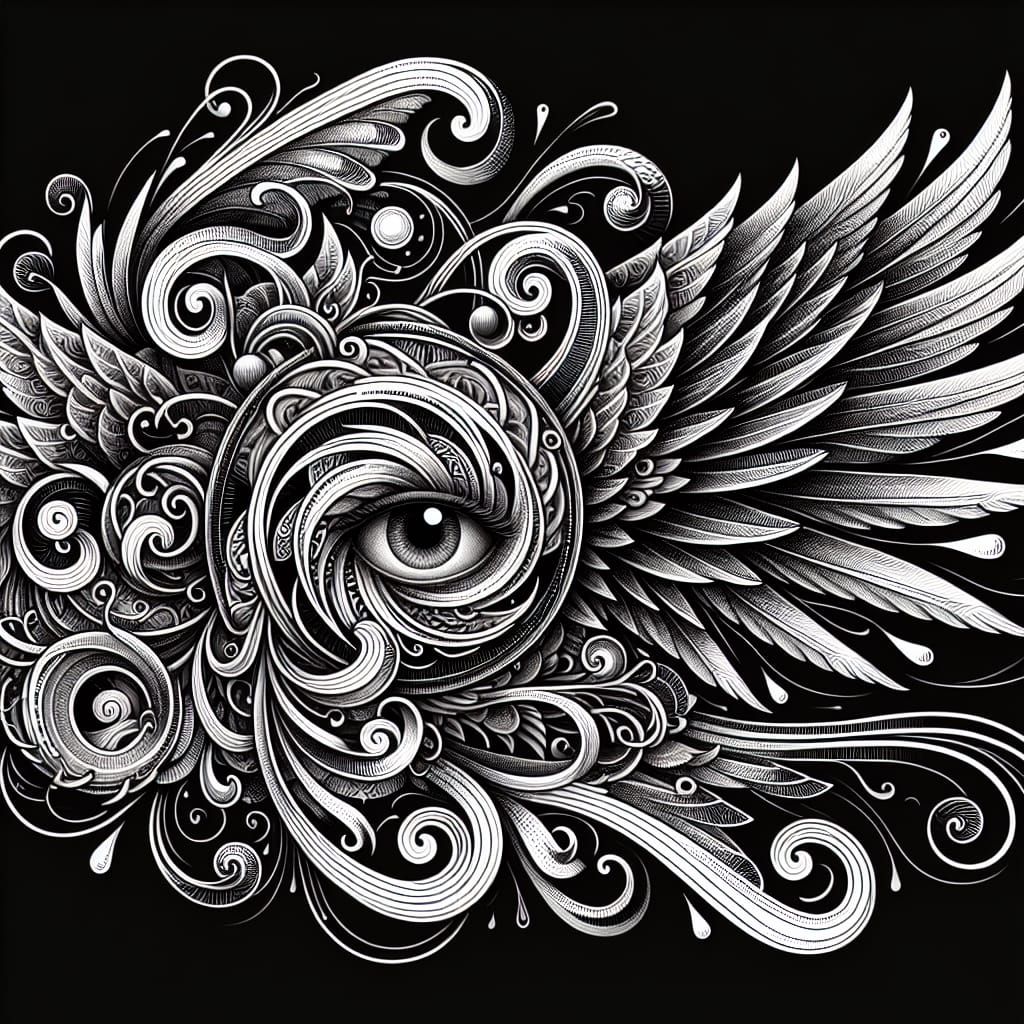 Lace Filigree Eye Tattoo in Art Nouveau Style