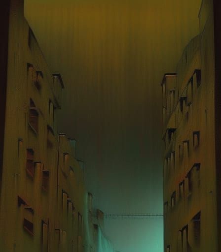 Dystopian Tokyo Landscape in Beksiński Style
