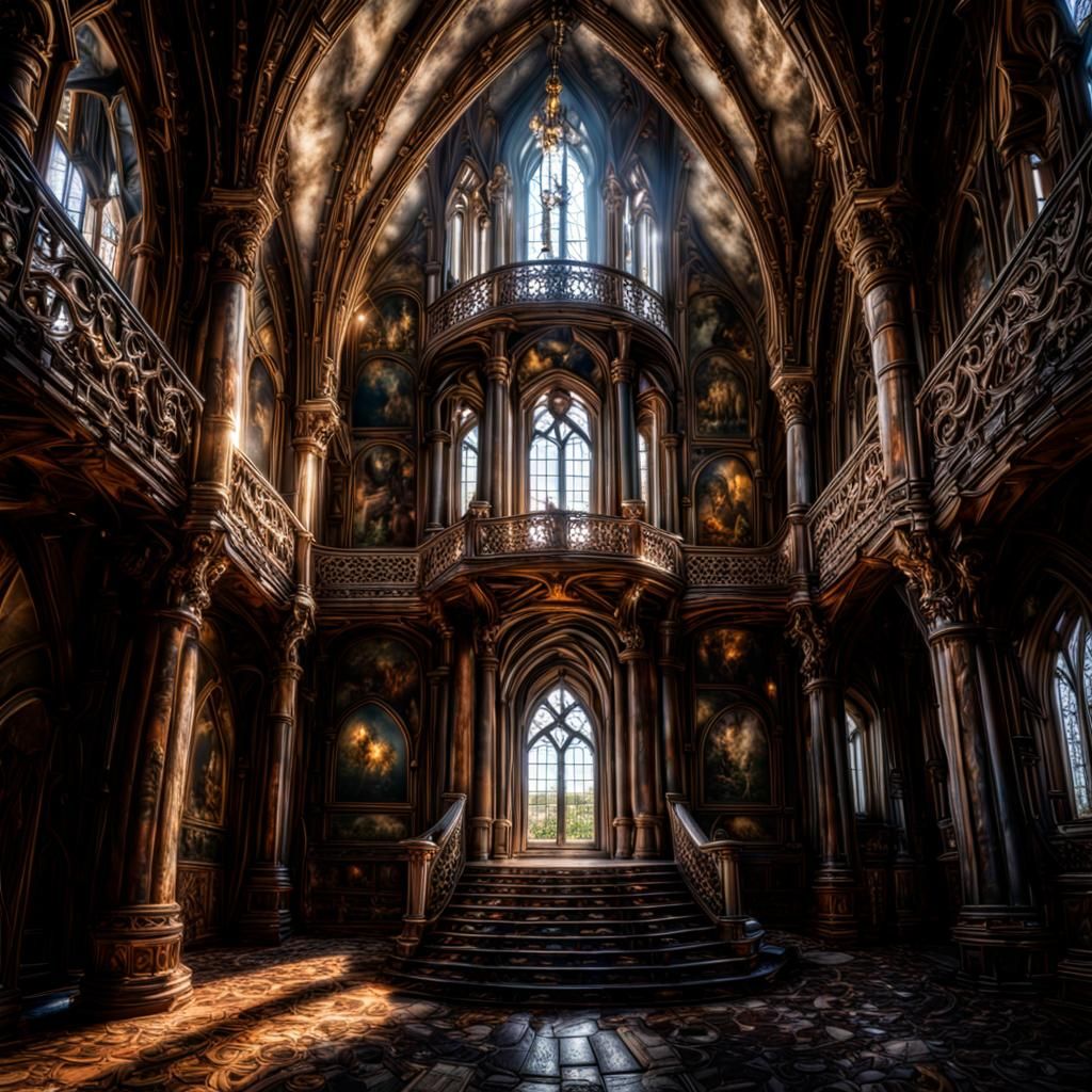 Hyperrealistic Castle with Atmospheric Lighting