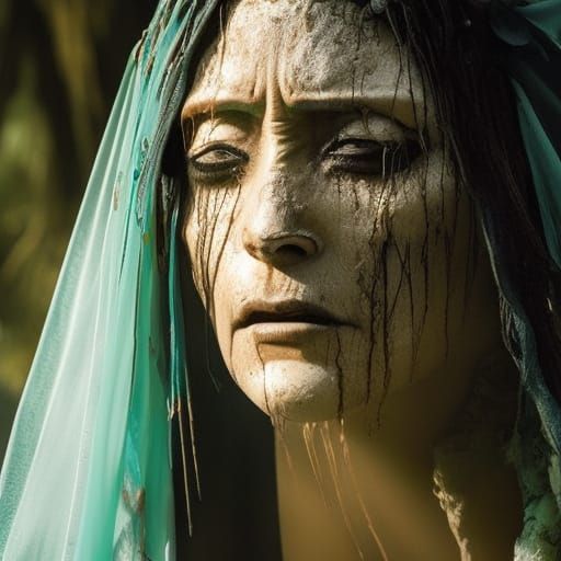 La Llorona Apparition in Moonlit Horror Concept Art