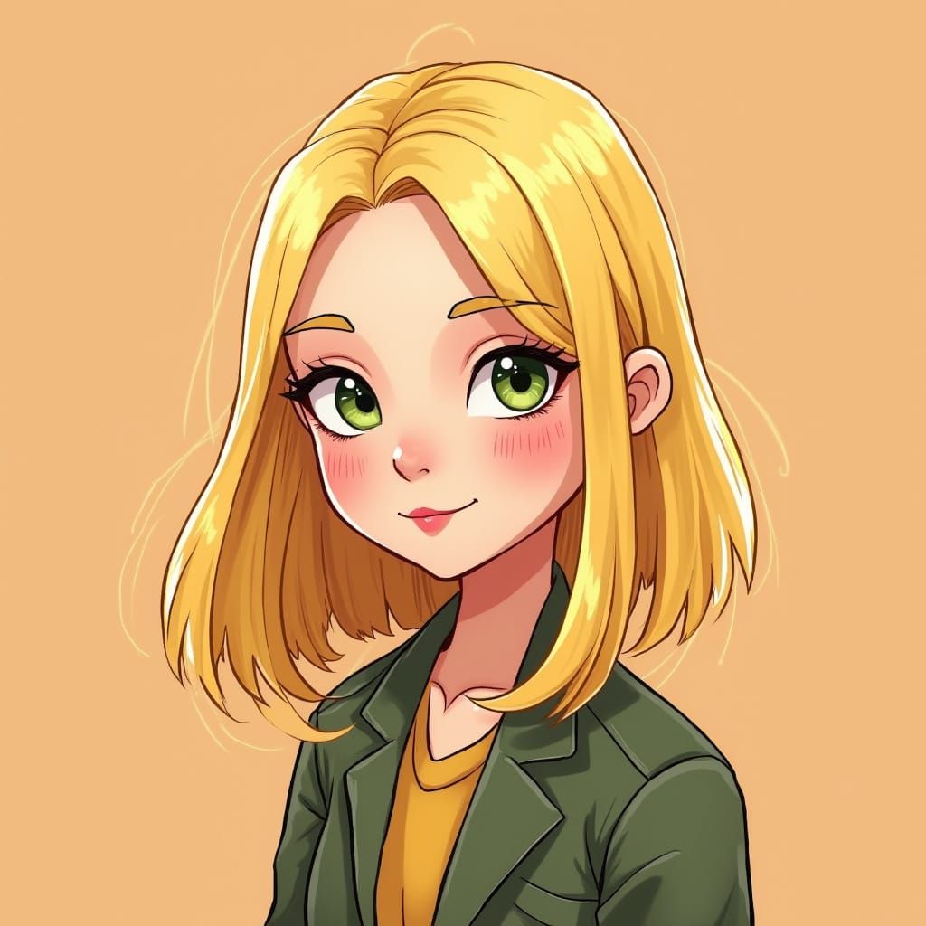 Cartoon Style Portrait of Young Woman in Seattle