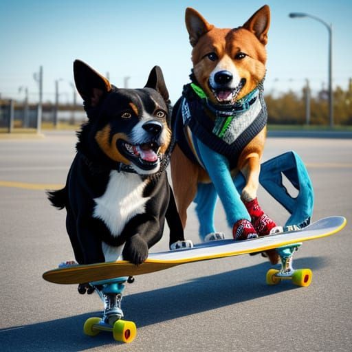 Adorable Dogs Skateboarding