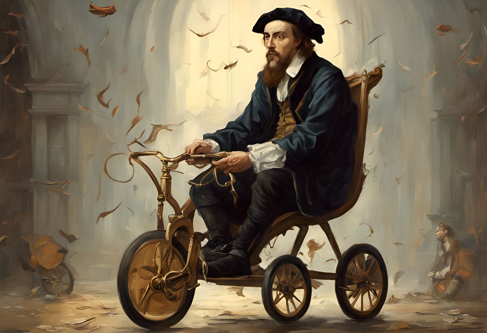 shakespeare is riding a tricycle Greg Rutkowski academic art...
