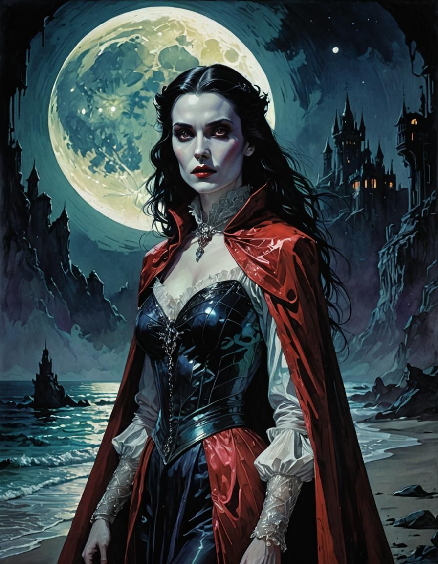 Iridescent Female Dracula High Fantasy Movie Poster