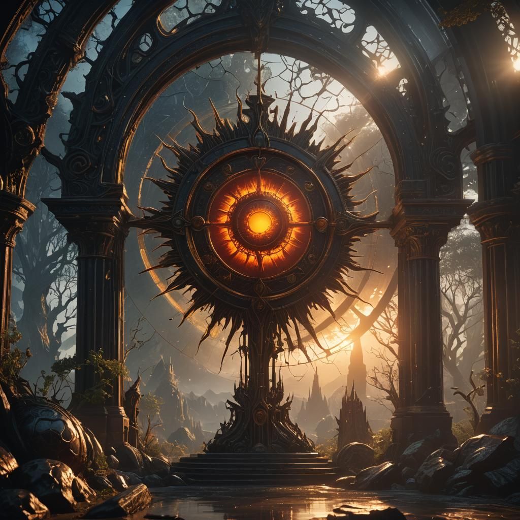 Eerie Occult Sunlight Through Glass: Detailed Matte Painting