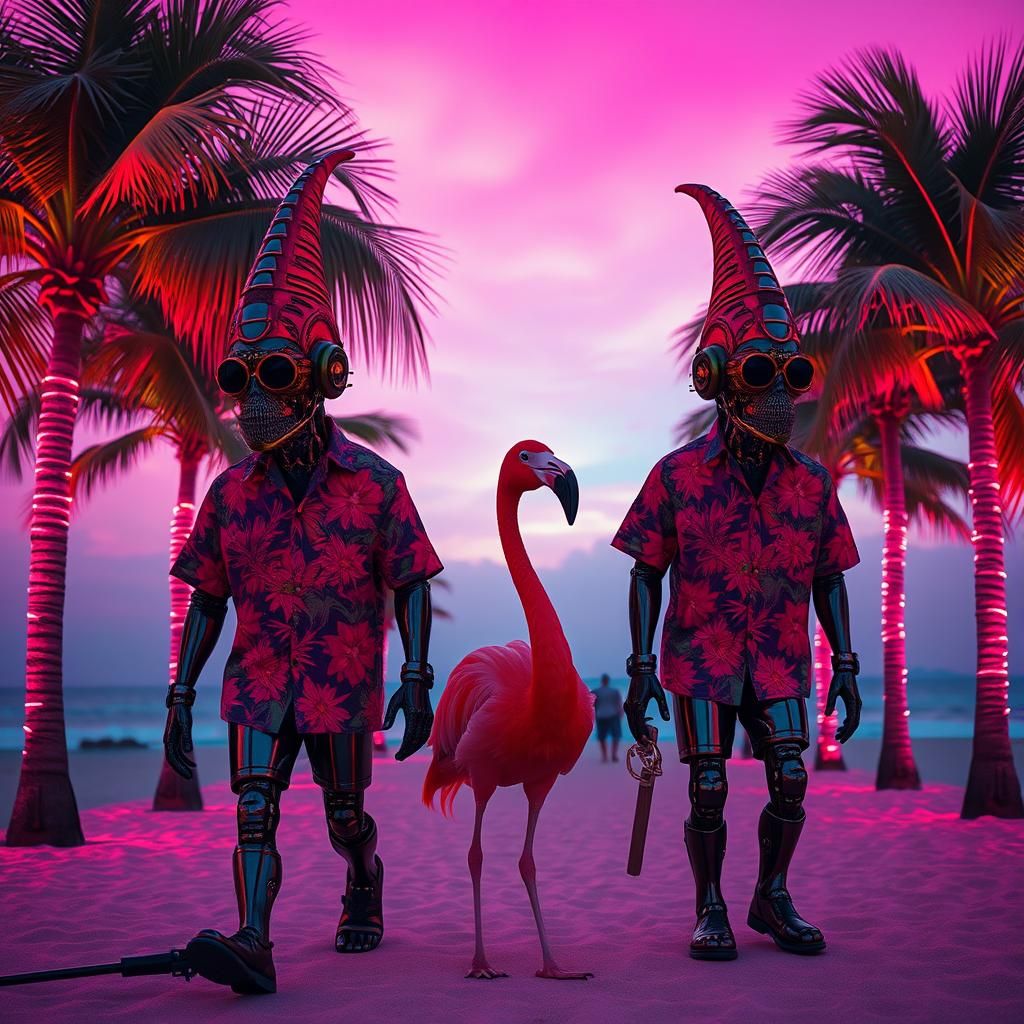 Biomechanical Gnomes on Vacation in Giger Style