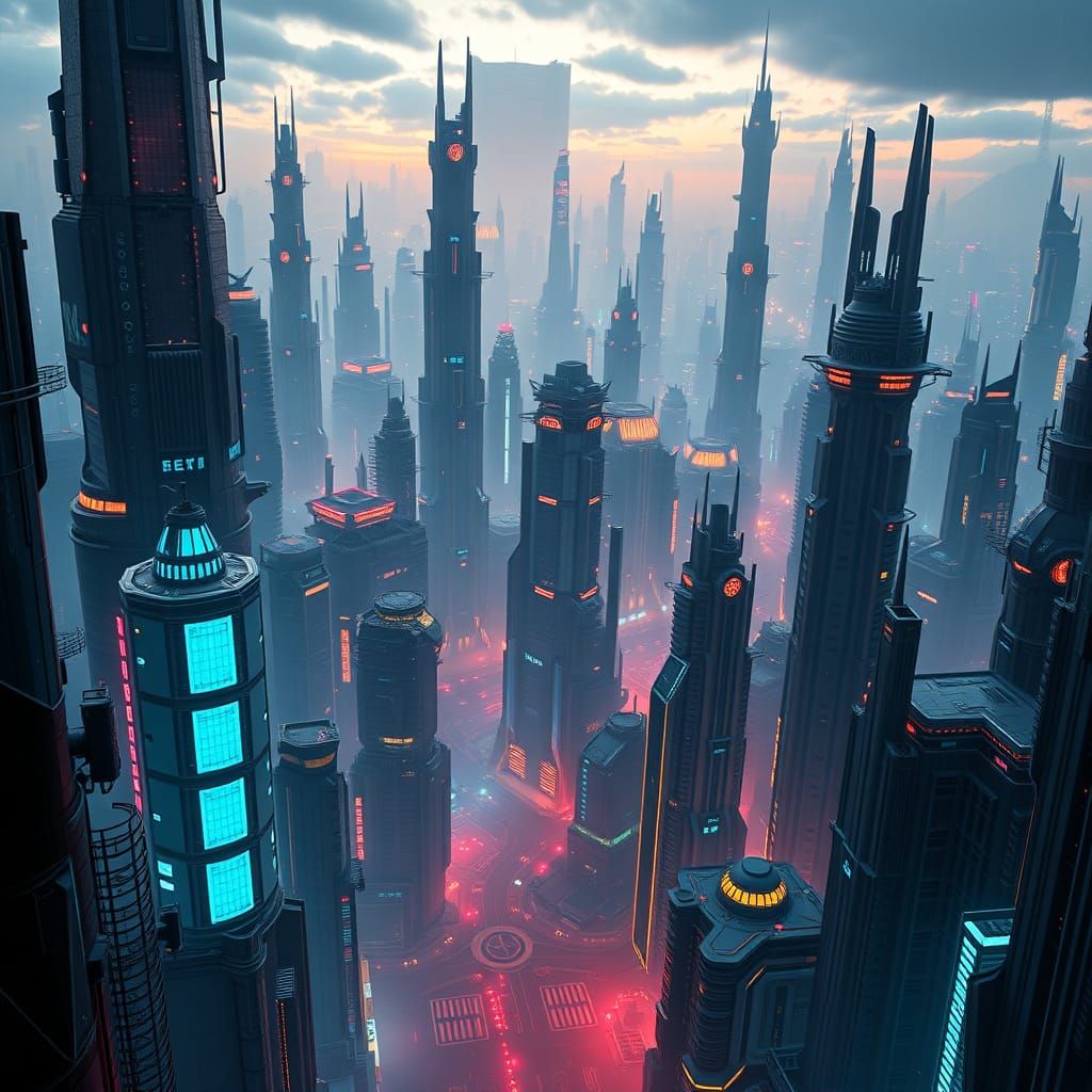 Fantastical Futuristic Cityscape in Cinematic Style