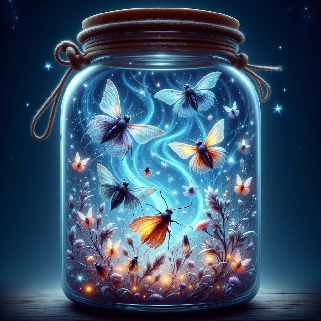 Lightning Bugs Dance in Jar, Starry Night Sky