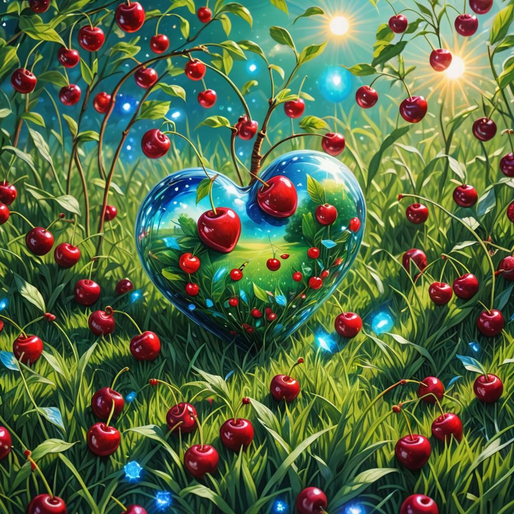 Cherries in Cherry Garden: Cosmic Illustration