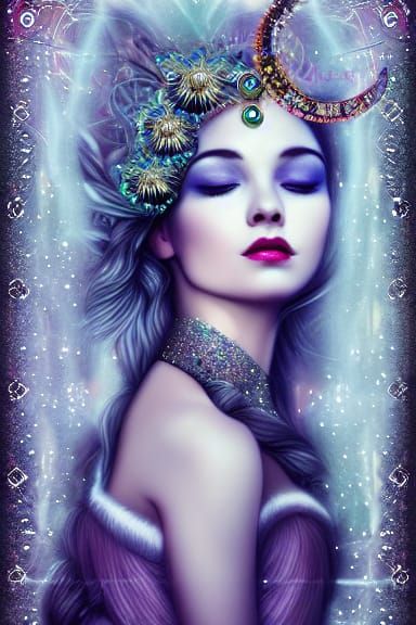 Winter Solstice Goddess in Detailed Digital Collage
