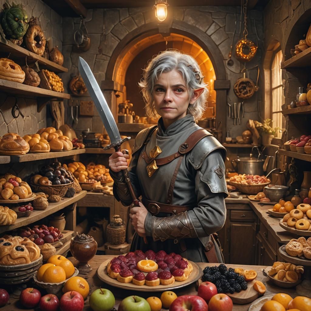 Halfling Fighter in Surreal Kitchen as Fauvist Painting