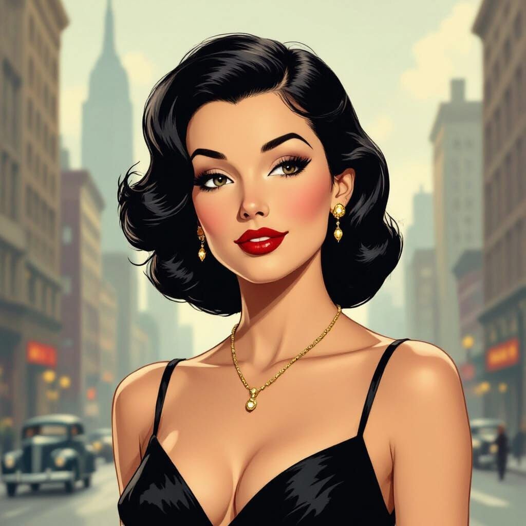 Louis Lane in Noir Comic Style, Vintage NYC