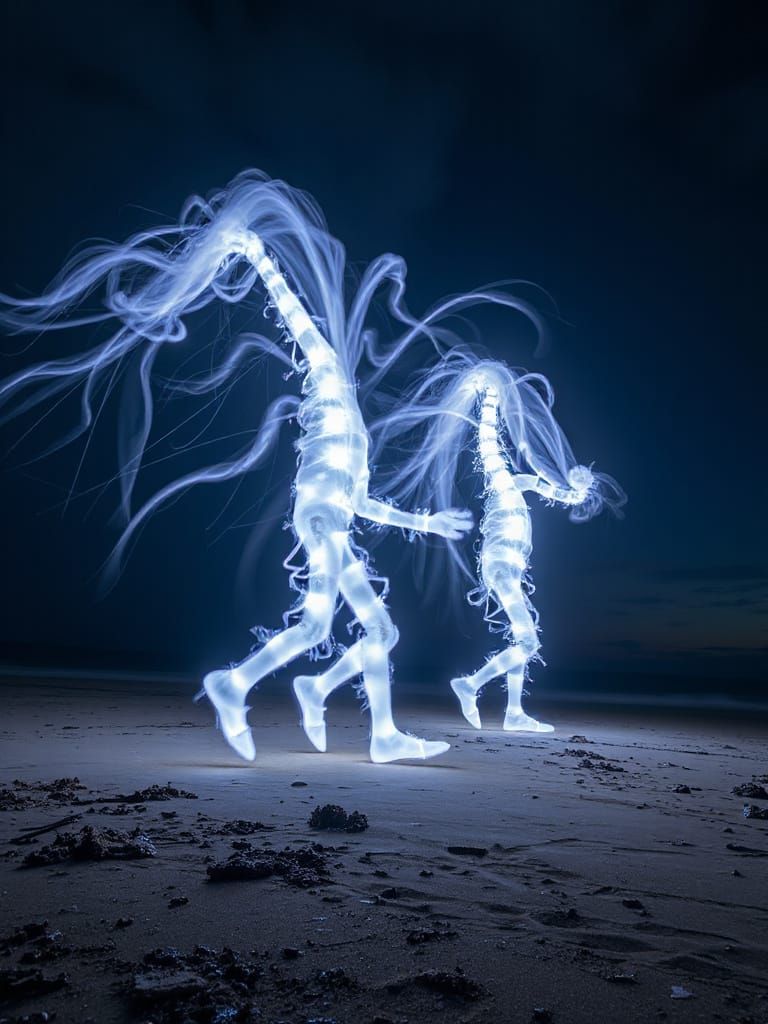 Glowing Curly Whirlingtons on the Beach
