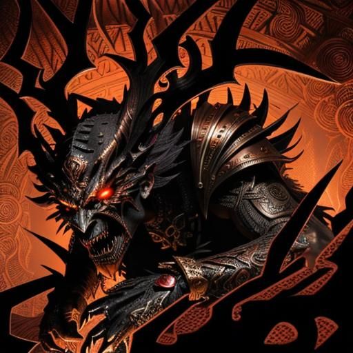 Intricate Monster from Hell in Red-Figure Style