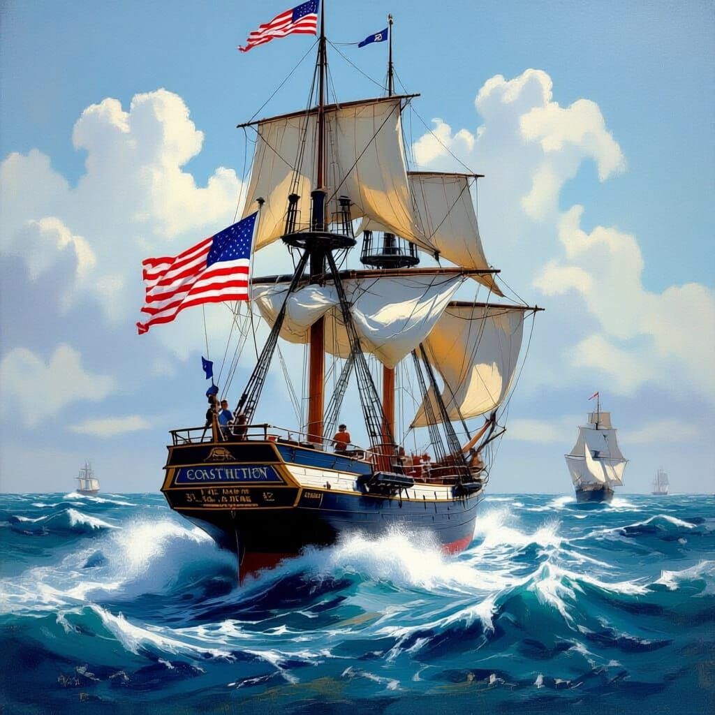 USS Constitution Sails Atlantic in Stormy Seas