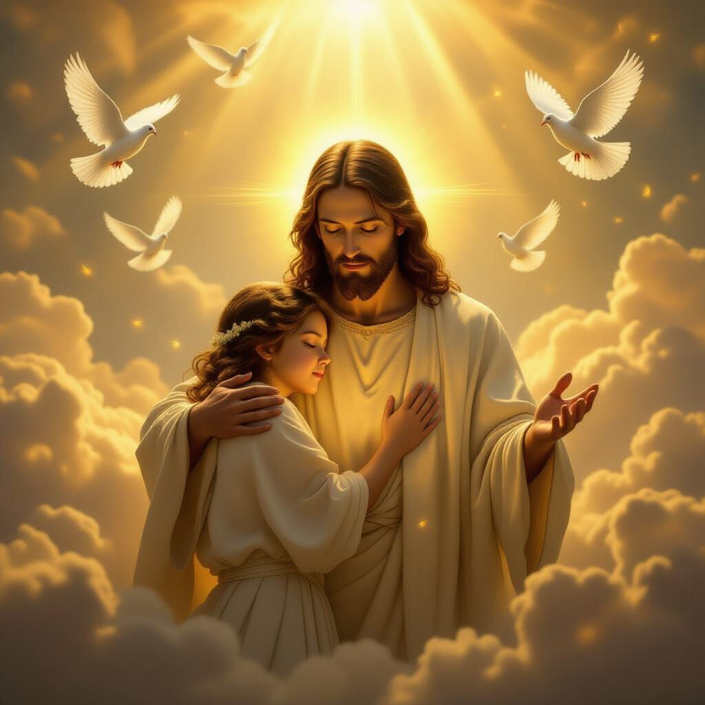 Jesus Comforts Believer with Divine Light