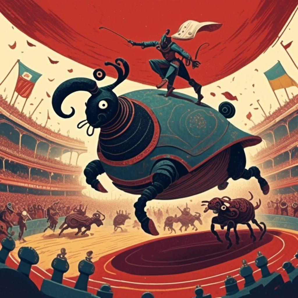 Robot Matador's Escape in Futuristic Arena