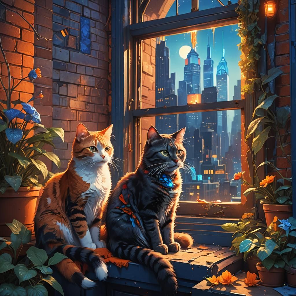 Cats in a Whimsical New York City Concept Art