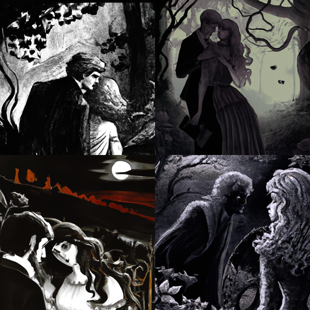 Haunting Embrace: Strangers in a Gothic Horror Style