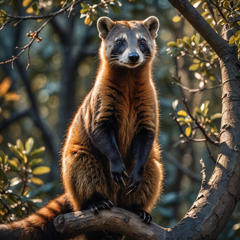 Coati Mundi Portrait in Golden Light