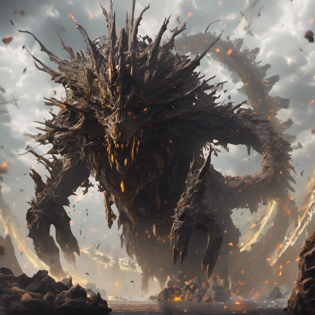 Black Wolf with Yellow Eyes, Dark Fantasy Concept Art