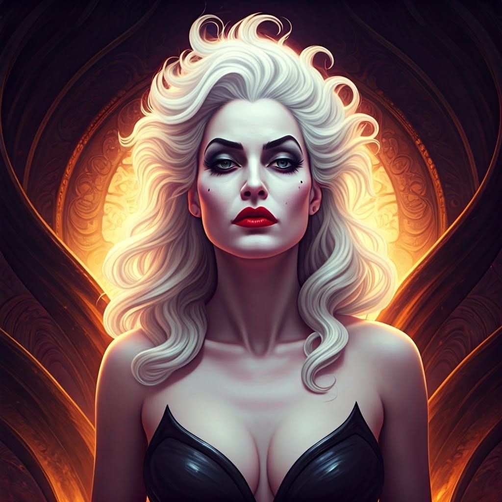 Ursula in Dark Fantasy Style with Crimson Lipstick