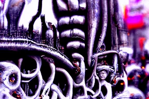 Bioindustrial City Street Photograph in Organic Style