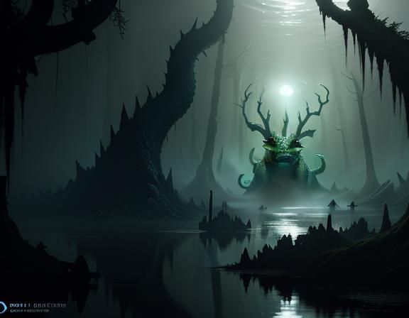 Menacing Bullywug Lurking in Mangrove Swamp: 3D Game Art