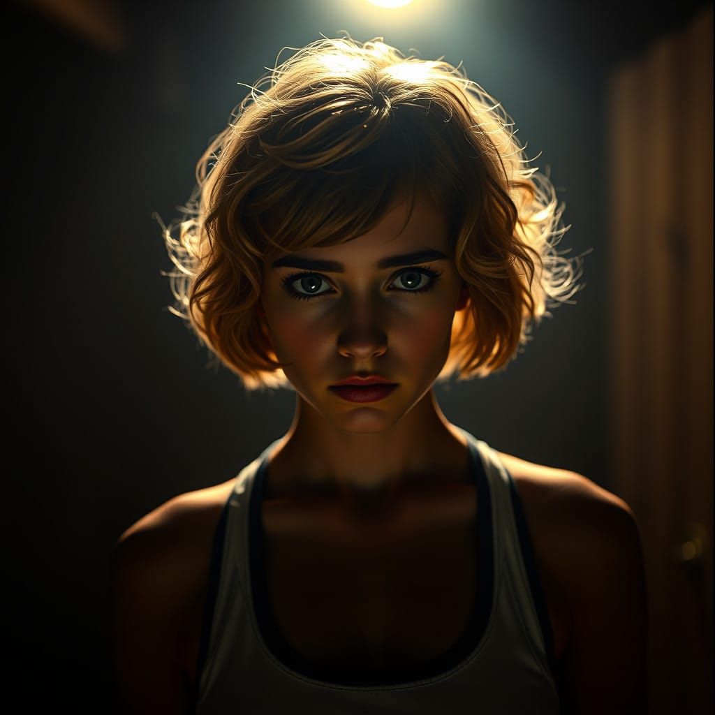 Ethereal Tennis Star in Moody, Cinematic Light