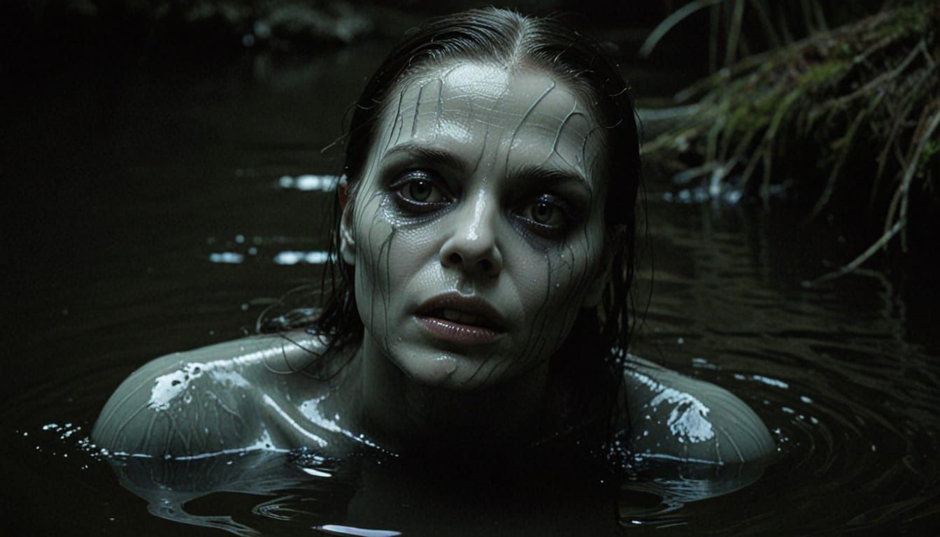 Mysterious River Goddess in Dark Fantasy Style