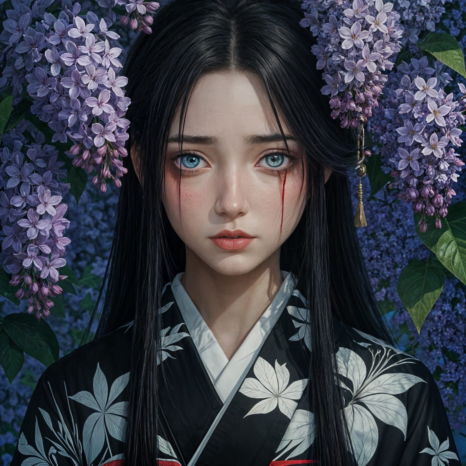 Girl with Heterochromatic Eyes in Dreamlike Matte Painting