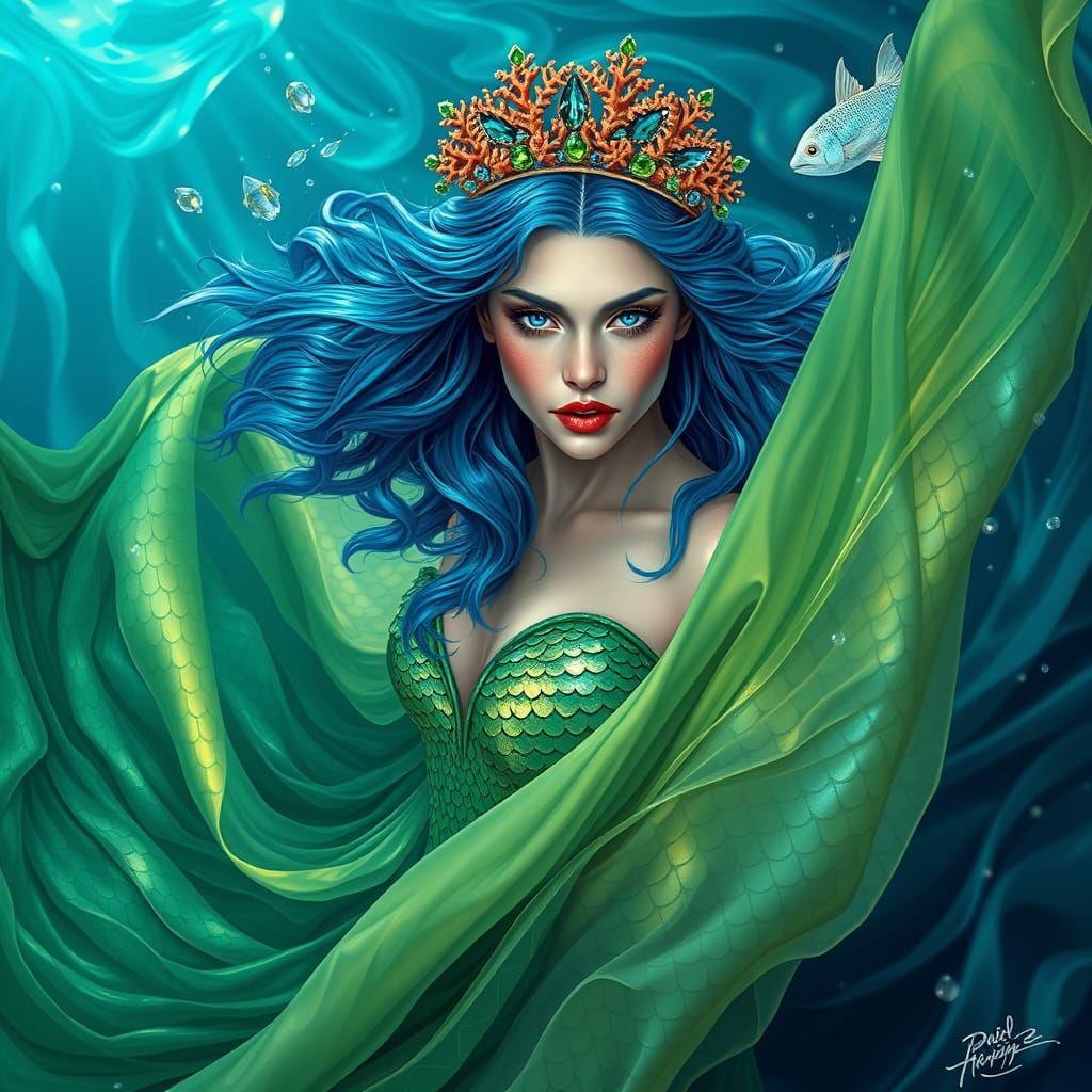 Majestic Sea Woman with Coral Tiara