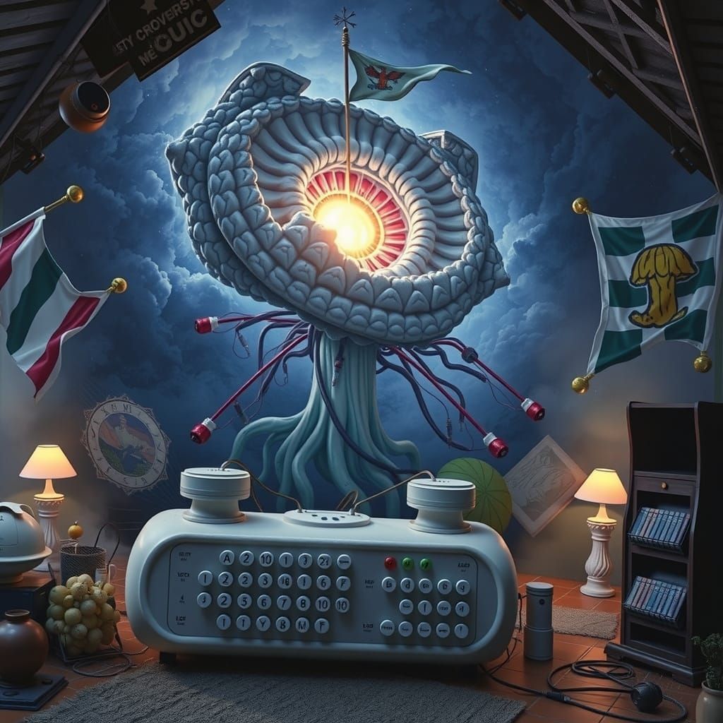 Surreal 17th Century Computer Beside Gum Bungalow