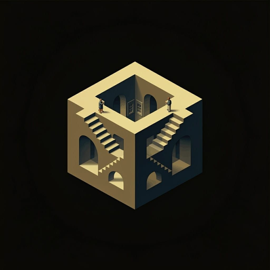 Escher-Inspired Optical Illusion Cube