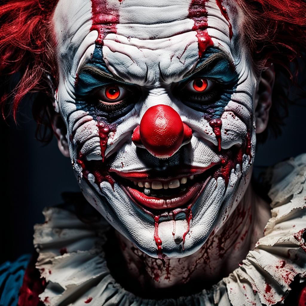Grotesque Clown with Devilish Smile in Gothic Style
