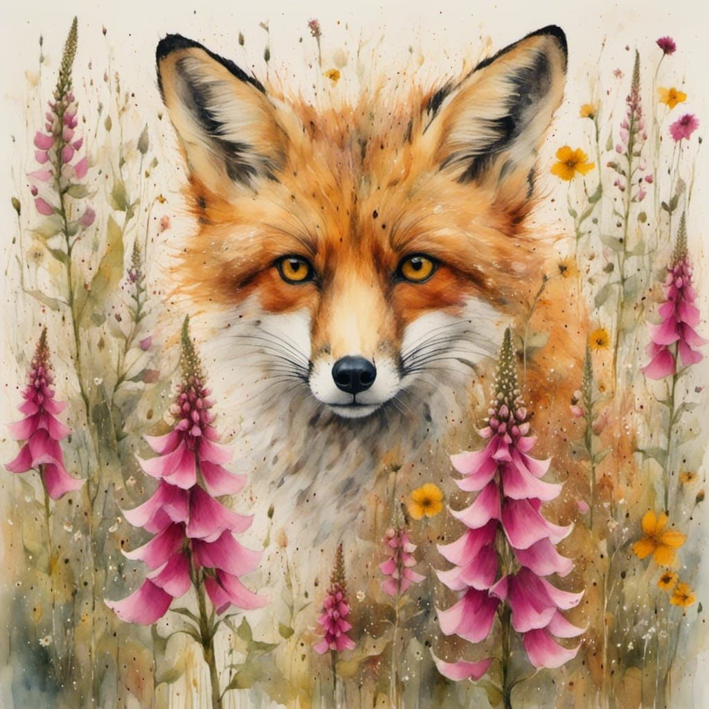 Ethereal Foxglove Flower in Gentle Watercolor Style