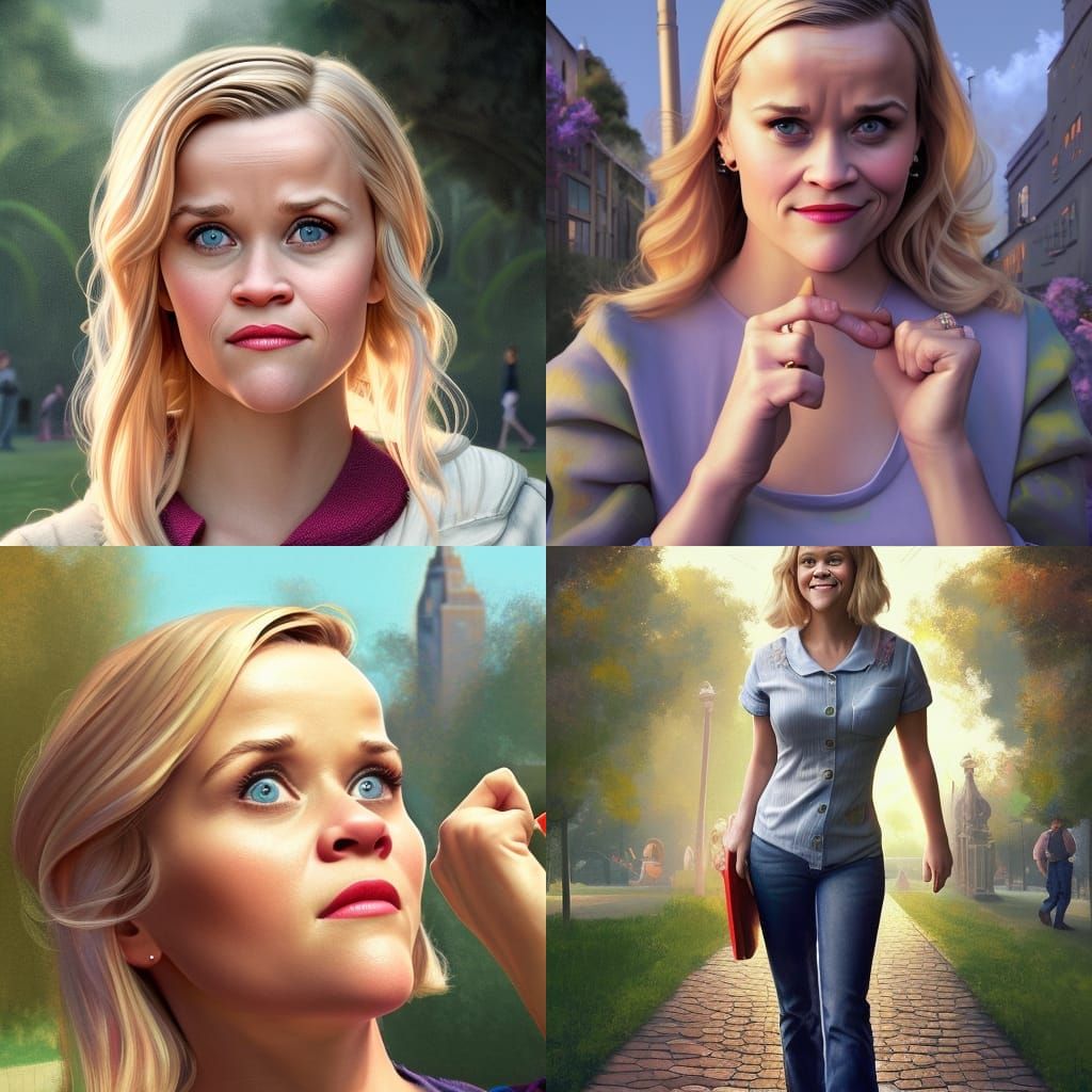 Reese Witherspoon in Park Gangway: 3D Digital Art