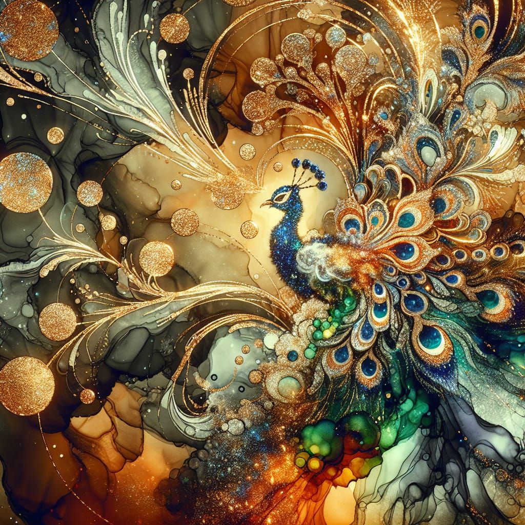 Peacock Masterpiece in Art Nouveau Style