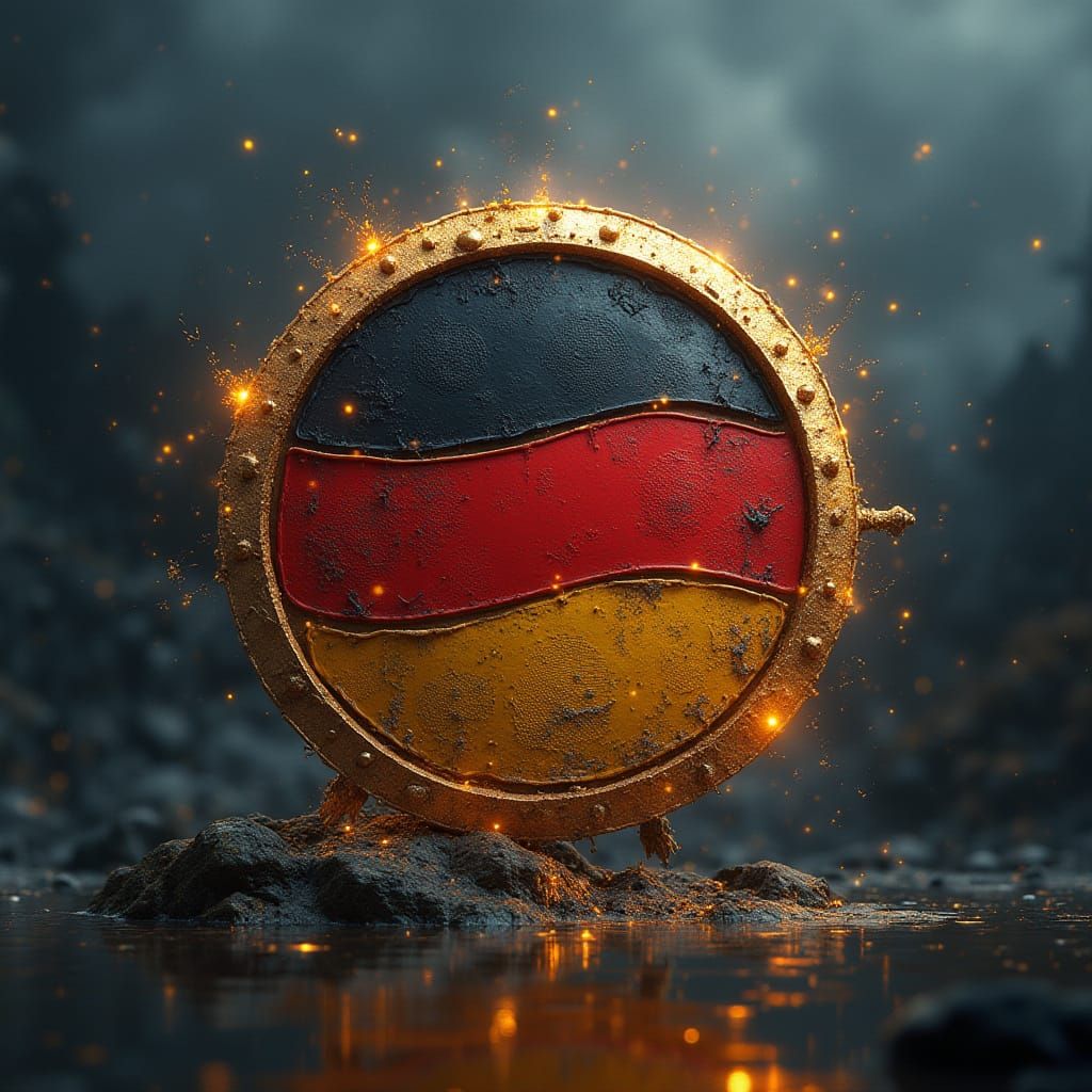 German Flag Logo in a Fantasy Landscape