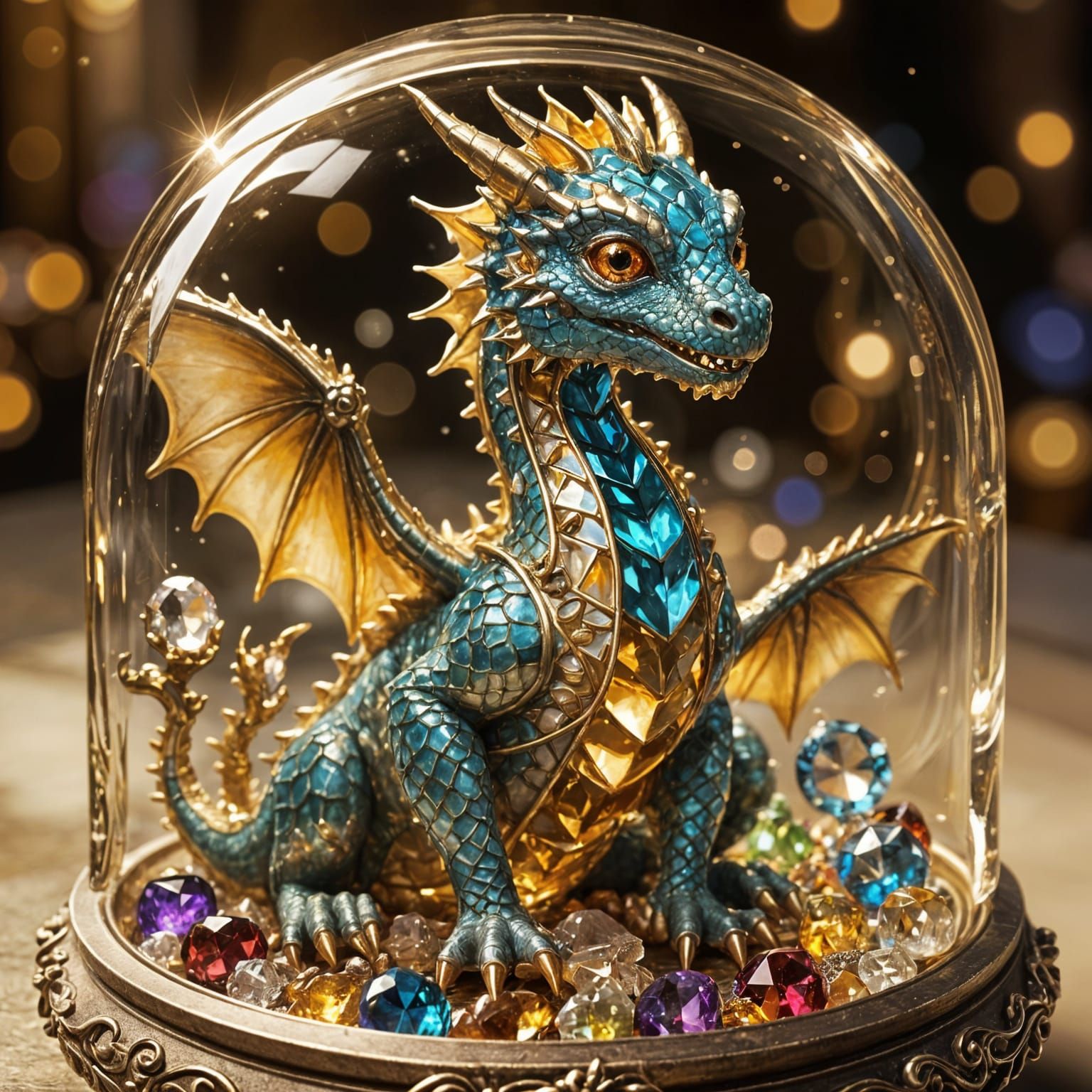 Cute Baby Dragon in Jeweled Box