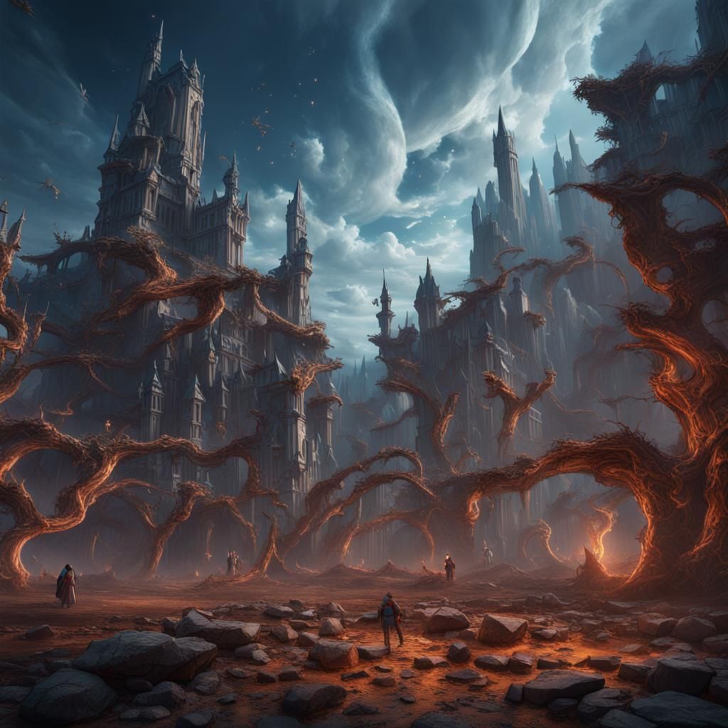 Fractured Sky: Children in a Fantastical Landscape