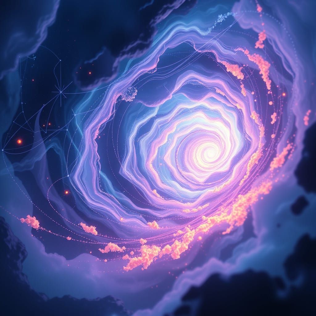 Ethereal Quantum Genesis Unfolds in Vibrant Cosmic Vortex