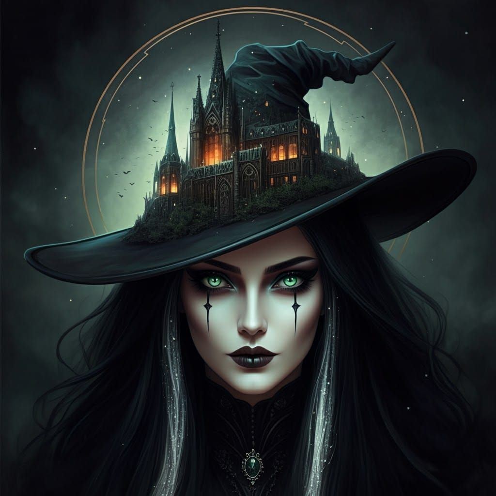 Gothic Witch with Cityscape Hat