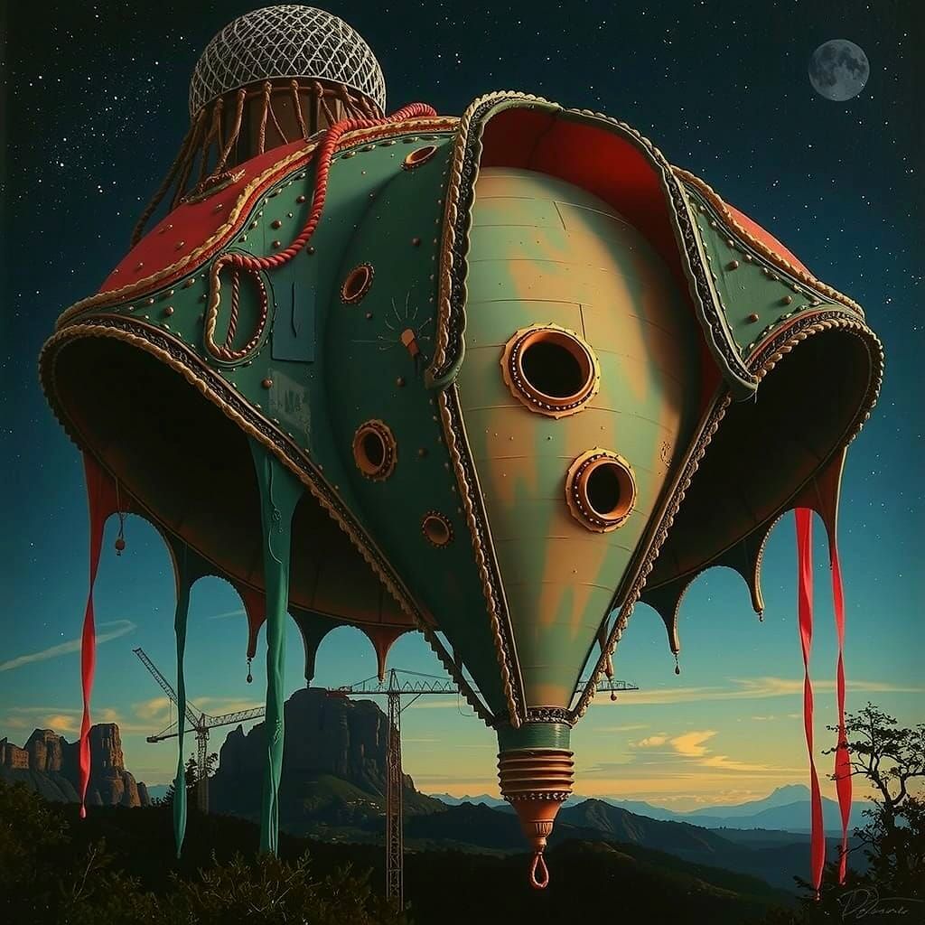 Dreamlike Amoeboid Landscape Painting in Pink, Blue, and Whi...