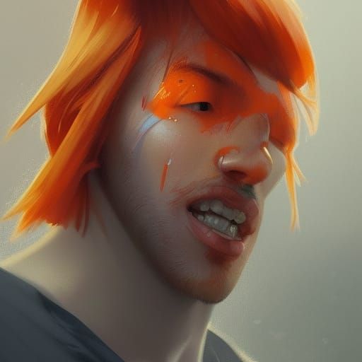 Orange Haired Man: Hyperdetailed Portrait