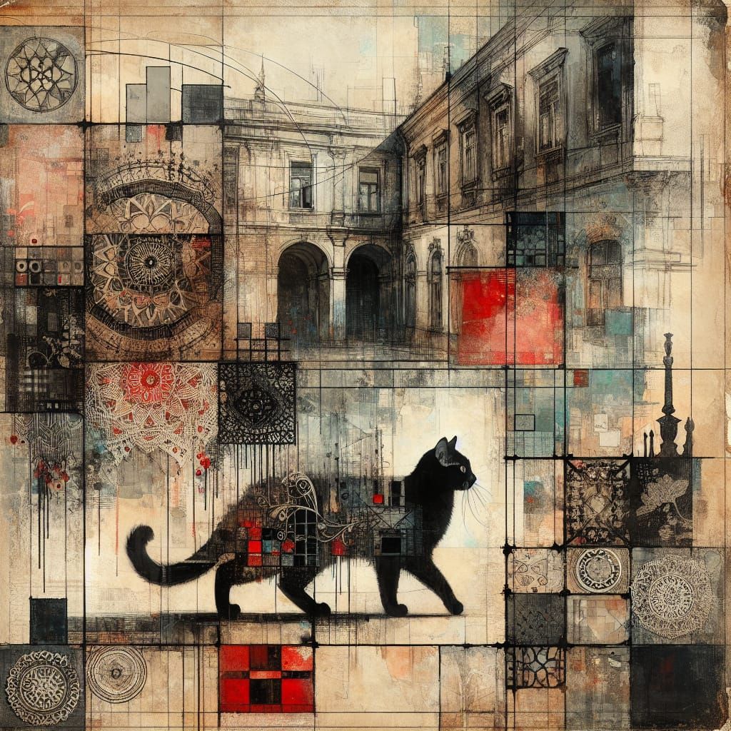 Urban Feline Liminality in Mixed Media