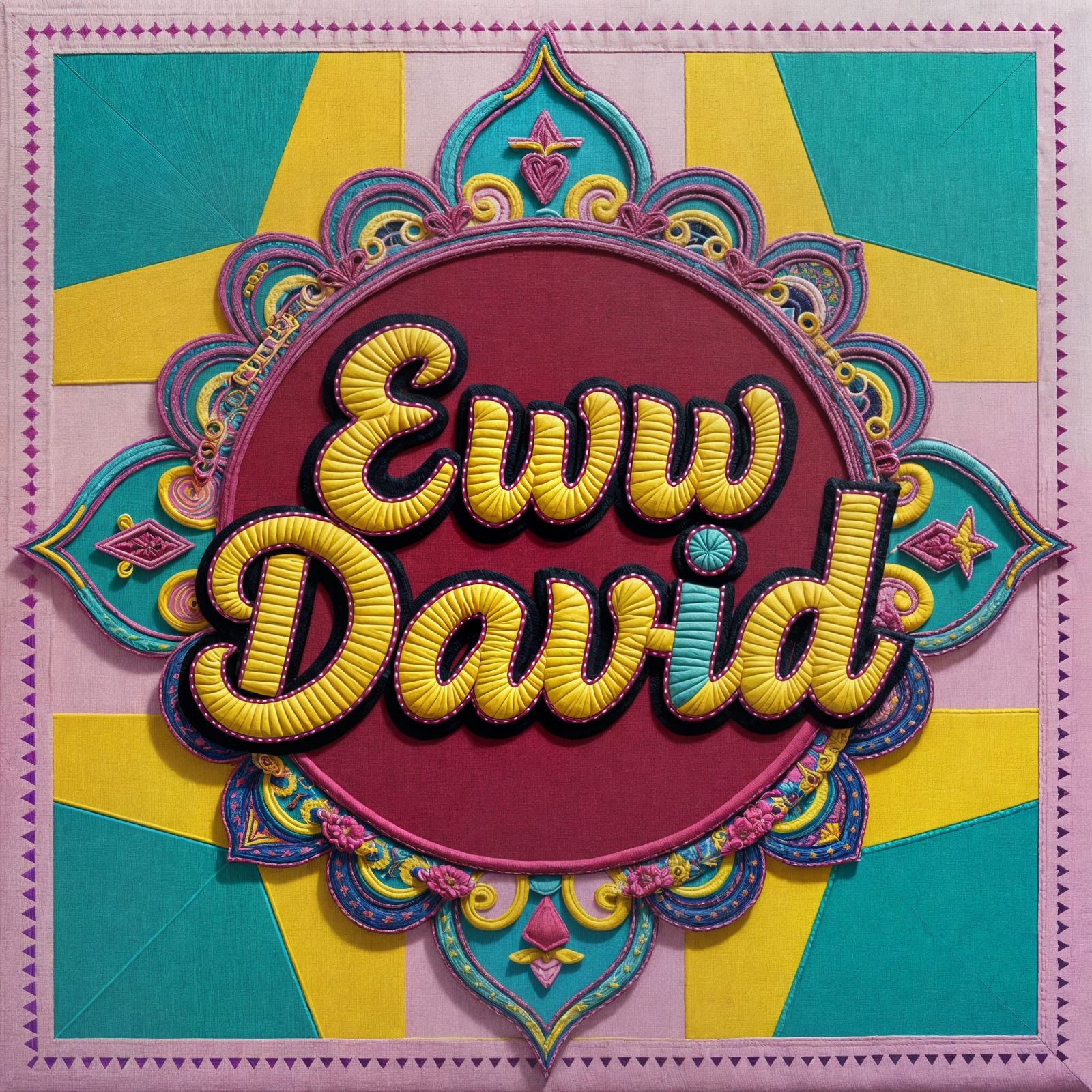 Embroidered "Eww David" in Pop Art Style
