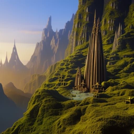 Elven City on Cliffside: Fantasy Concept Art